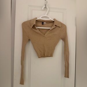 H&M Ribbed Tan Long Sleeve Top
